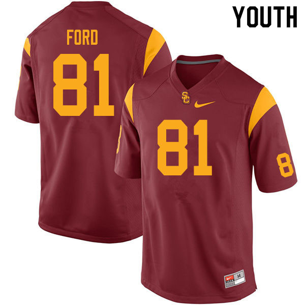 Youth #81 Kyle Ford USC Trojans College Football Jerseys Sale-Cardinal